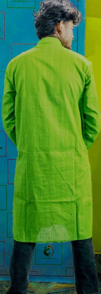 Green Kurta with Blue Embroidered for Men view 4