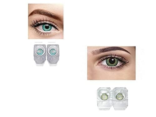 AQUA AND GREEN MD SPARKLE 2 PAIR MONTHLY COLOR CONTACT LENS WITH CASE, LENS HOLDER AND 60 ML SOLUTION (PACK OF 2 PAIR)