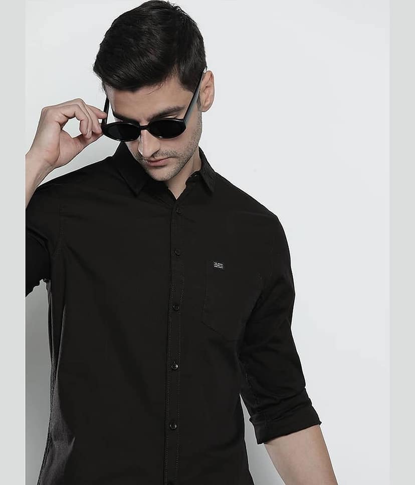 The Indian Garage Co Men Black Comfort Cotton Casual Shirt