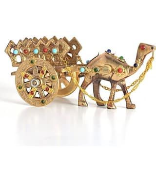 Fashion Bizz Gemstone Studded Pure Brass Camel Showpiece - Pack of 1