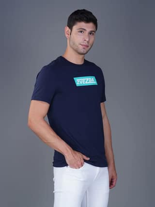Zvezda Branded Men's Cotton Jersey Tee - Euro Fit-Navy