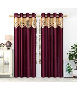Homefab India Solid Blackout Eyelet Long Door Curtain 9ft (Pack of 2) - Wine