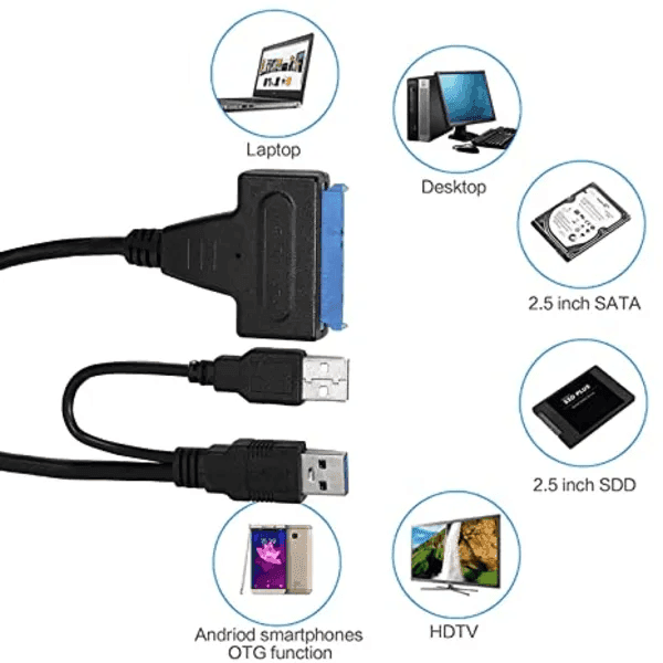 USB 3.0 to SATA III Adapter Cable with UASP SATA to USB Converter for 3.5" Hard Drives Disk HDD & Solid State Drives view 3