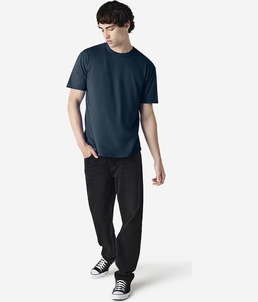 Gildan Cotton Regular Fit Solid Half Sleeves Men's Round T-Shirt - Navy ( Pack of 1 ) view 5