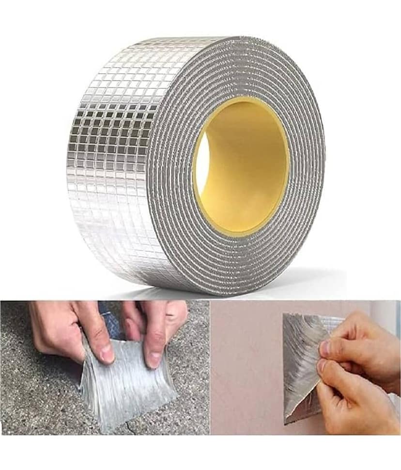 Magnique Waterproof Leakage Repair Adhesive Aluminium Foil Butyl Tape for Pipe Roof Water Leakage Surface Crack 5mtrs