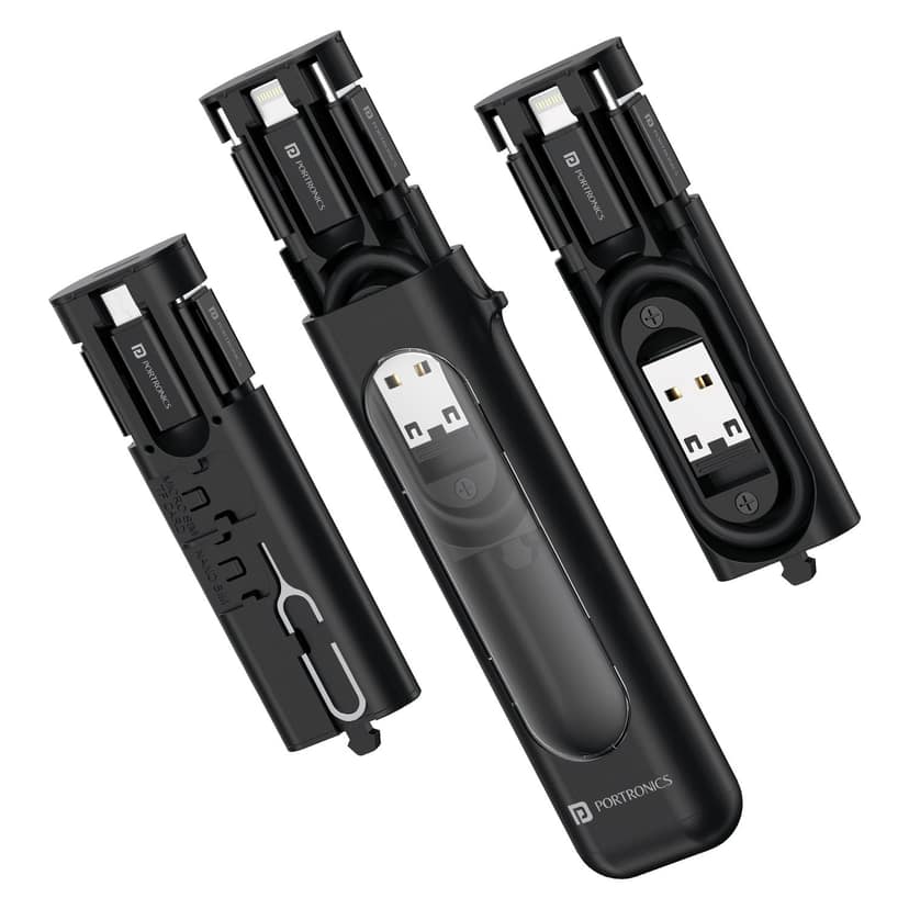 Portronics Snapcase 4 Type C to Type C Cable, Micro, 8 Pin, USB-A Extension, SD Card , Sim Card Slot, SIM Ejector Pin