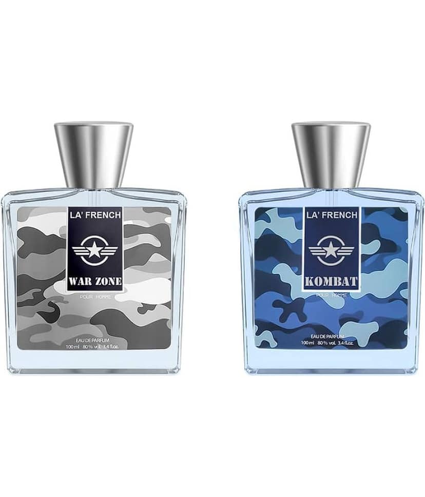 LA FRENCH Kombat & War Zone Eau De Parfum (EDP) For Men 200ml ( Pack of 2 )