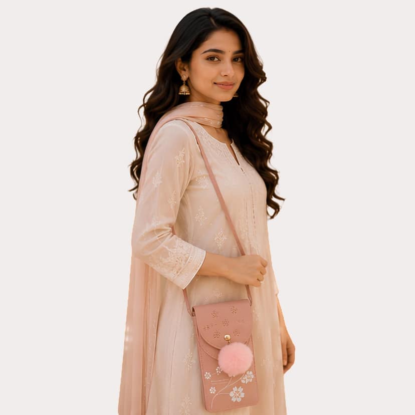 Rose Charm Embellished Mobile Sling Bag