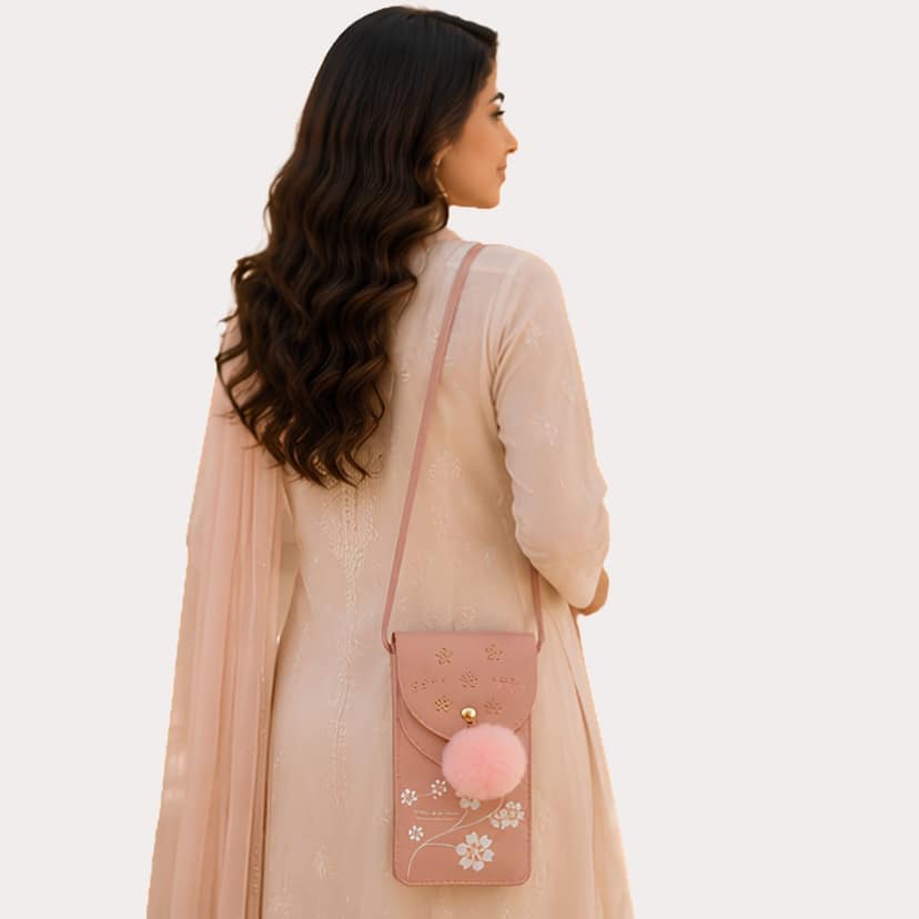 Rose Charm Embellished Mobile Sling Bag view 2