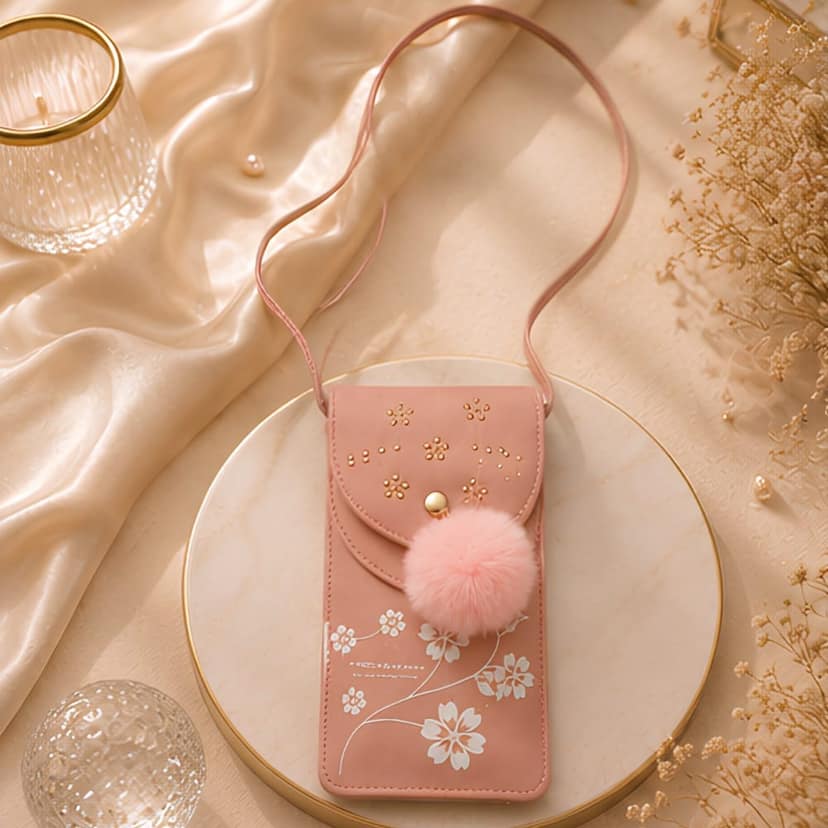 Rose Charm Embellished Mobile Sling Bag view 3