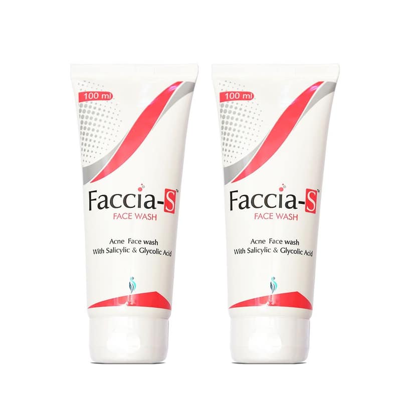 Anti-Acne Faccia-S Face Wash, 5% Aloe Vera, 1% Glycolic Acid, and 2% Salicylic Acid Preventing Breakouts, Acne scars, Aging Signs Restoring Skin Moisturisation 100ml Pack of 2 view 2