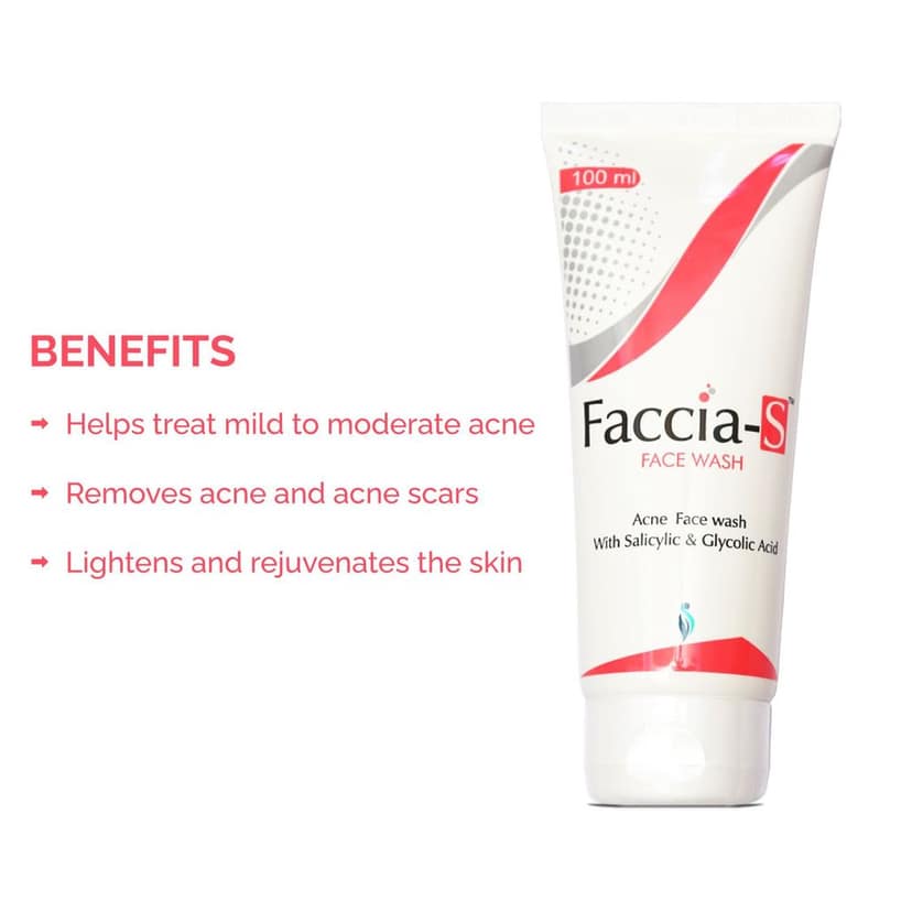 Anti-Acne Faccia-S Face Wash, 5% Aloe Vera, 1% Glycolic Acid, and 2% Salicylic Acid Preventing Breakouts, Acne scars, Aging Signs Restoring Skin Moisturisation 100ml Pack of 2 view 6