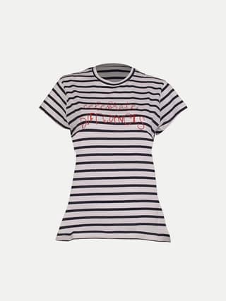 Women Blue Stripe Printed T- Shirts