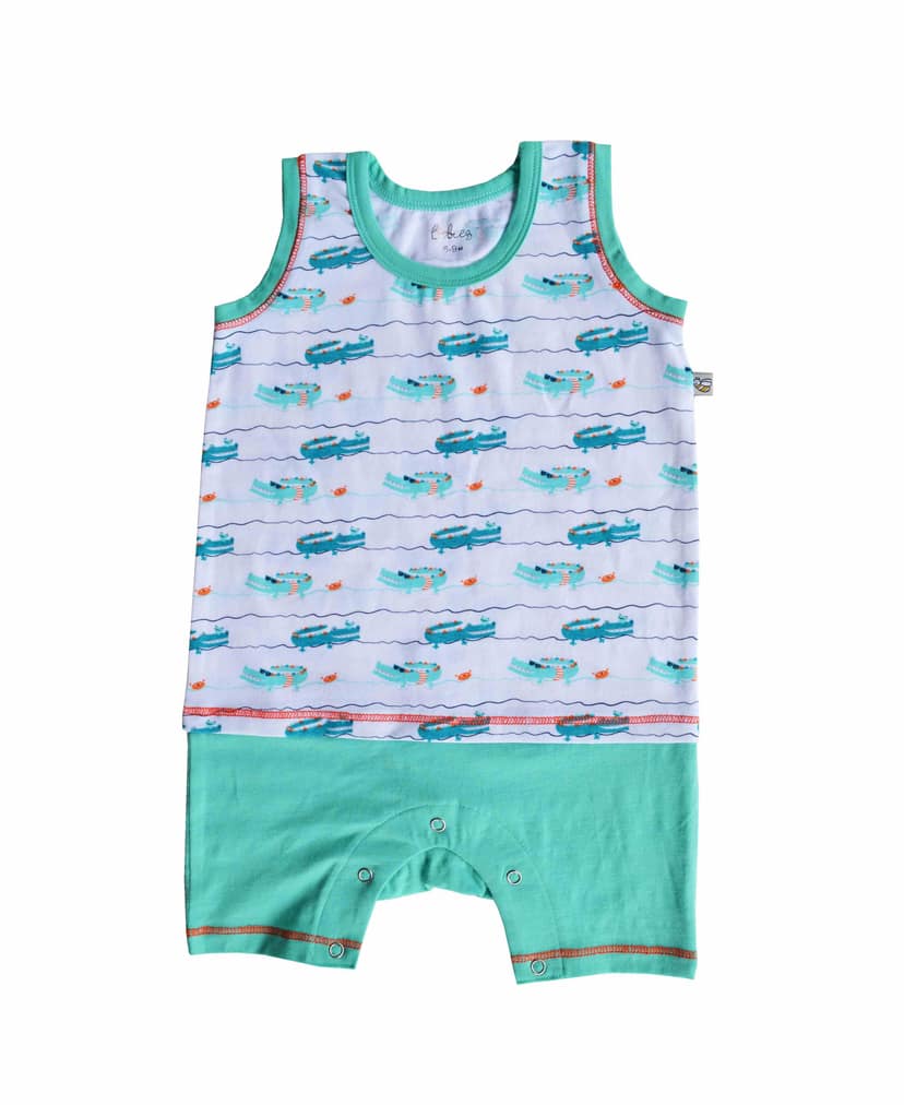 Baby Boy's Short Romper,Color-Green