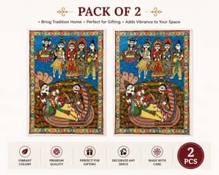 [Pack of 2] Madhubani Painting Of Traditional Deities - A Divine Celebration
