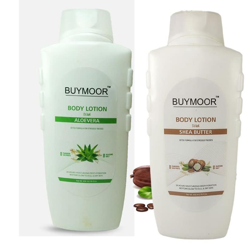 BUYMOOR Aleovera & Shea Butter Deep Nourishing Skin Brightening Body Lotion Men & Women 1300 ML(Pack Of 2). view 2