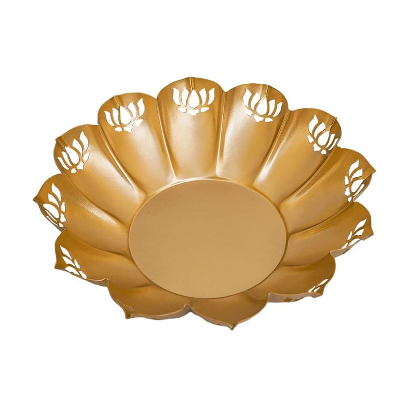 Craftlayout Metal Urli Bowl, Golden 11.5 Inch view 2