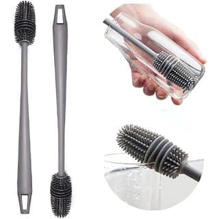 (Pack of 2) Long Bottle Cleaning Brush for Washing Water Bottle, Narrow Neck Containers, Flask, Bottle, Vase, Glassware