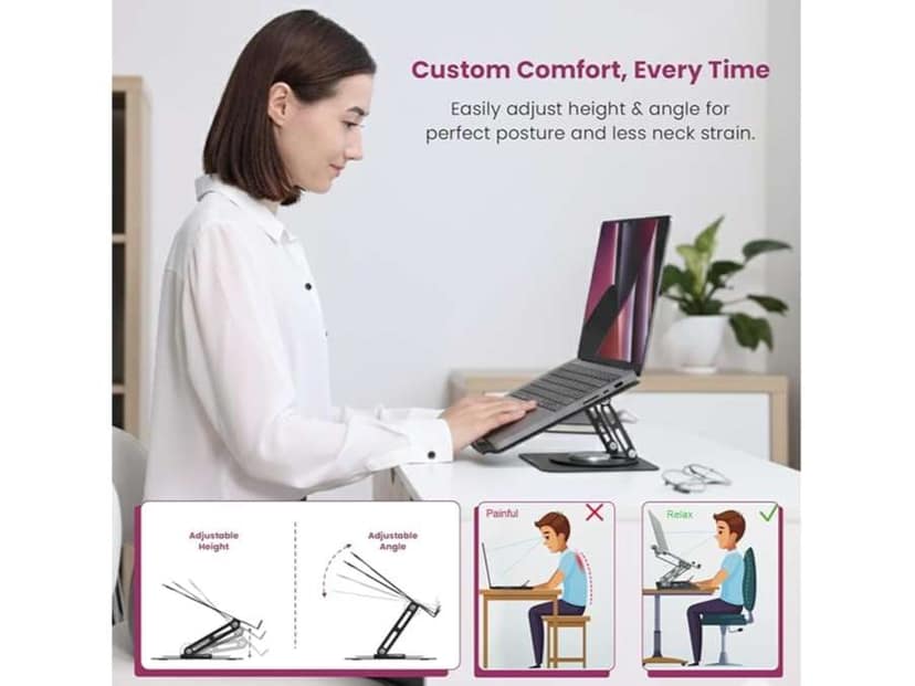 Portronics My Buddy K9 Lite Multi-Angle Adjustment, Ventilated Board, Anti-Slip Silicone Pads, Up to 15.6’’ Laptop Support view 2