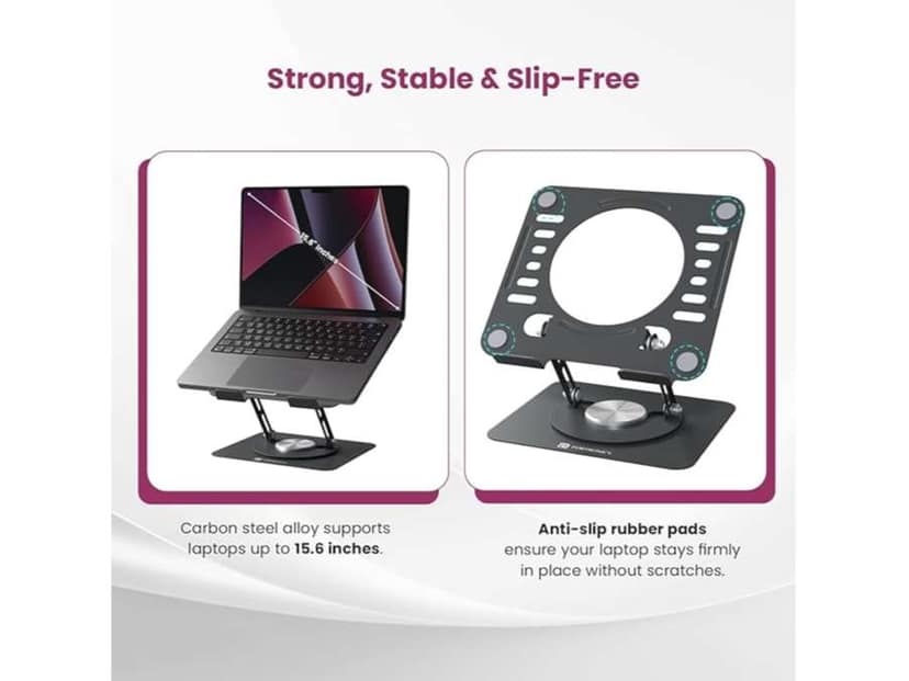 Portronics My Buddy K9 Lite Multi-Angle Adjustment, Ventilated Board, Anti-Slip Silicone Pads, Up to 15.6’’ Laptop Support view 4