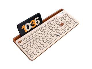 Portronics Bubble 3.0 3 X Bluetooth Connectivity, Dual Height Adjustment, In Built Rechargeable Battery, Integrated Numpad & Multimedia Keys - Beige