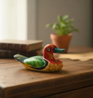 Icrafts Handmade Wooden Multicolor Duck Toy (L: 15.24 cm × B: 10.16 cm × H: 10.16 cm, Weight: 204 g) – Eco-Friendly Traditional Wooden Toy for Kids