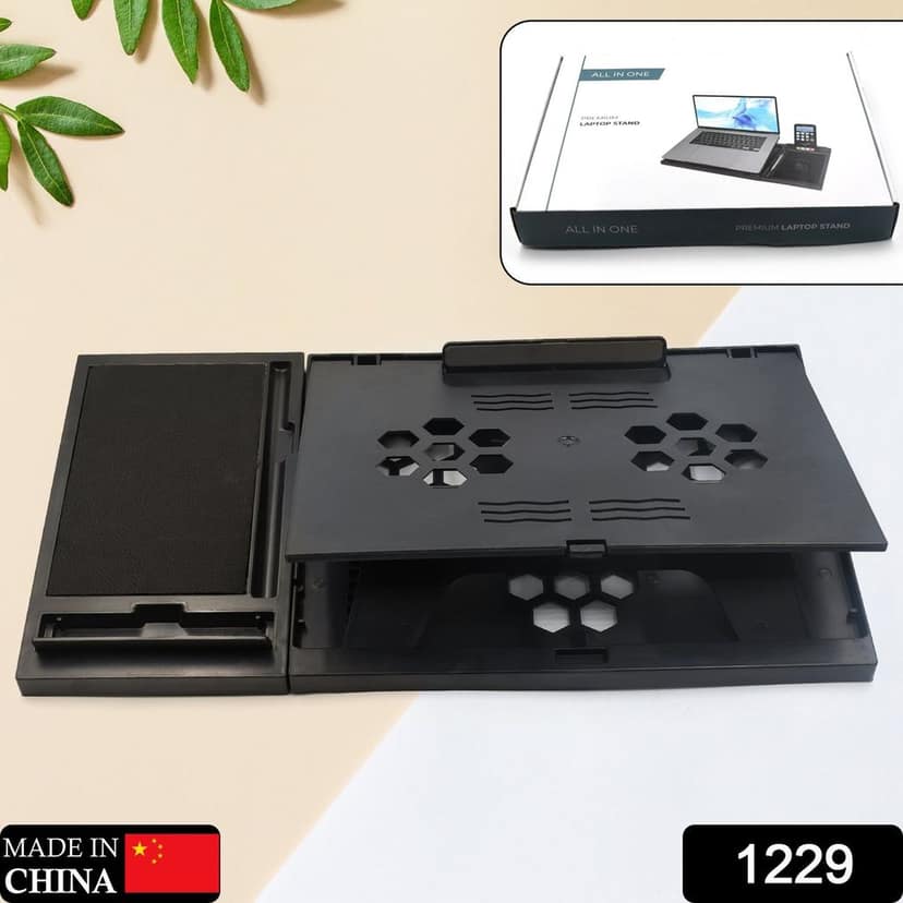 Laptop Stand Suitable Portable Foldable Compatible with MacBook Notebook Tablet Tray Desk Table Book with Free Phone Stand view 2
