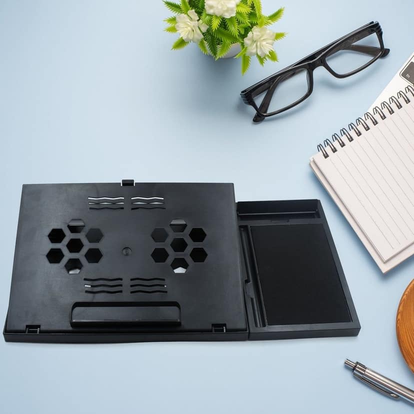 Laptop Stand Suitable Portable Foldable Compatible with MacBook Notebook Tablet Tray Desk Table Book with Free Phone Stand view 6