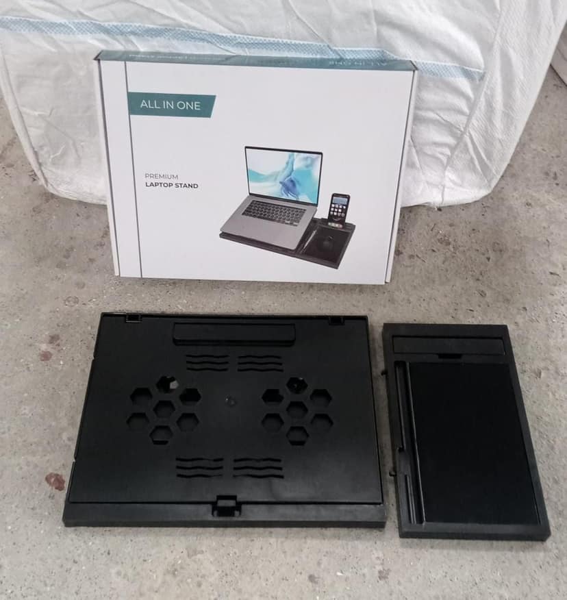 Laptop Stand Suitable Portable Foldable Compatible with MacBook Notebook Tablet Tray Desk Table Book with Free Phone Stand view 8