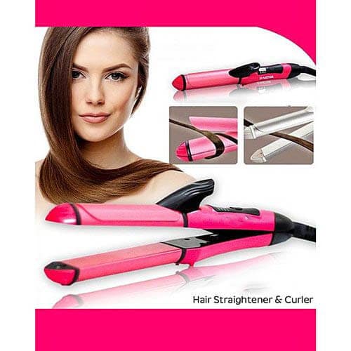 Nova's 2 in 1 Hair curler & straightener For Women and Men (PINK) view 4