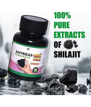 Aarogya India Aaveg25-King Gold Best Shilajit & Ashwagandha Capsules for Men | 100% Ayurvedic