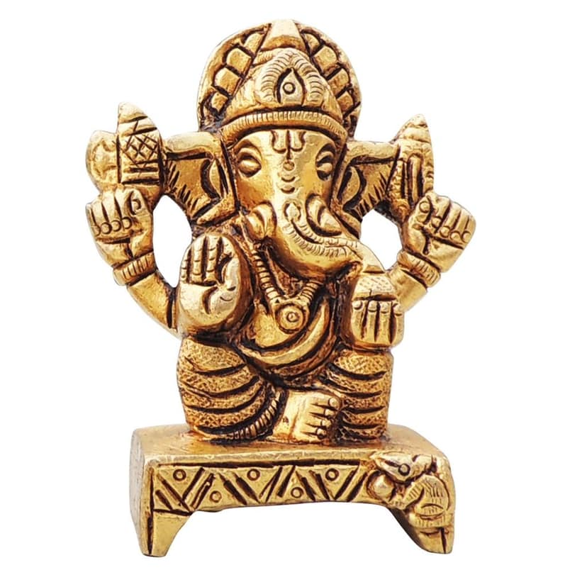 Brass Showpiece Ganesh Ji God Idol Statue (BSMAS1644 G) view 2