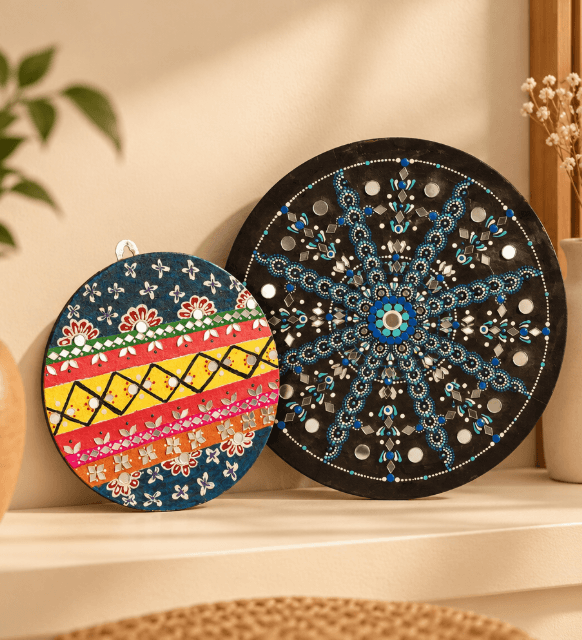Handmade Blue Dot Art Mandala Wall Hanging for Home Decoration