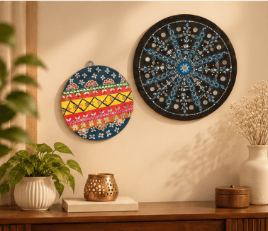 Handmade Blue Dot Art Mandala Wall Hanging for Home Decoration view 3