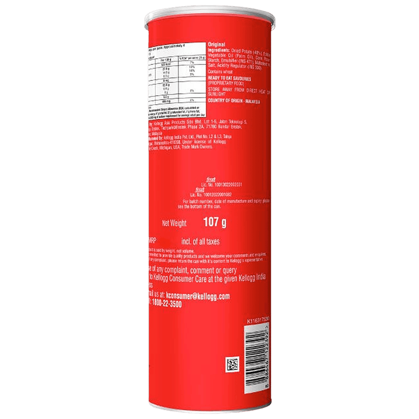 Pringles Original Potato Chips - Classic Salted Flavoured, 107 G Can view 2