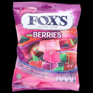 Nestle Fox Crystal Clear Berries Candy - With Black Cherry, Wild & Rasp Berry, 90 G Pouch