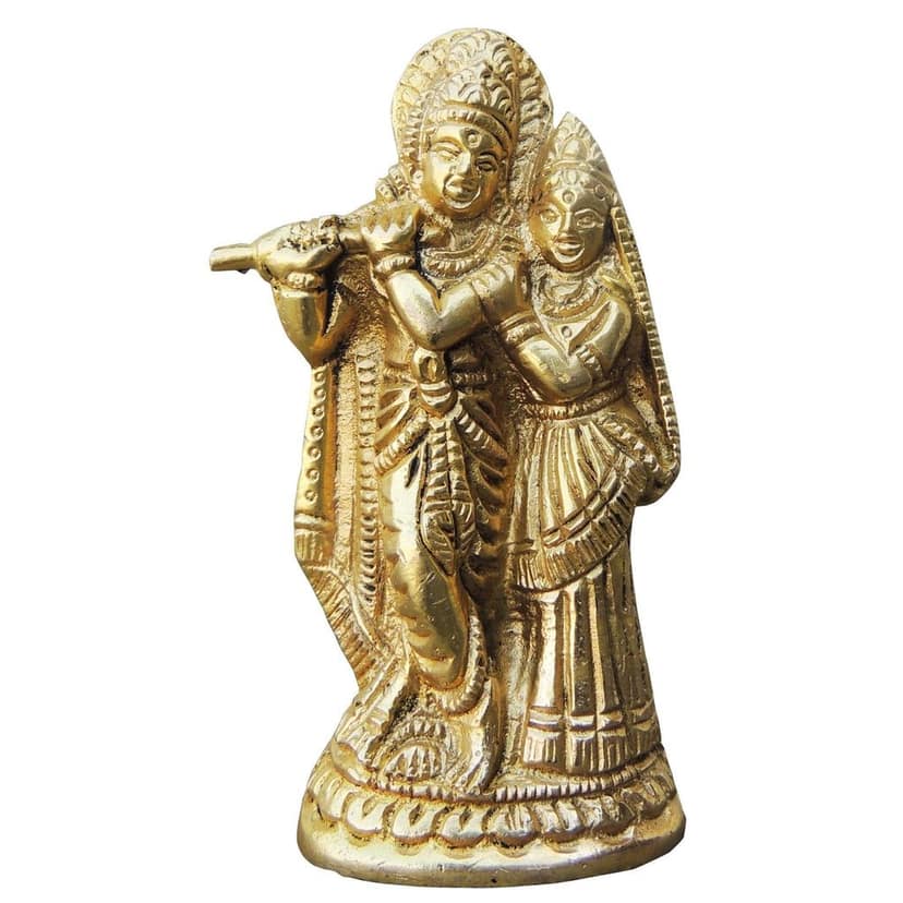 Brass Radha Krishna God Idol - Premium Religious Decor, Height : 3.7 Inch (BSMAS1007 C) view 2