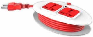 Fybros Stella 2 Pin 2 Socket Extension Cord Safety Shutter,Indicator & Heavy Duty Cable 2 Socket Extension Boards (White, Red, 2.5 m)