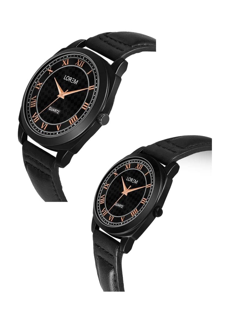 LOREM Cubic Designer Print Analog Watch Set for Couples-UF view 3