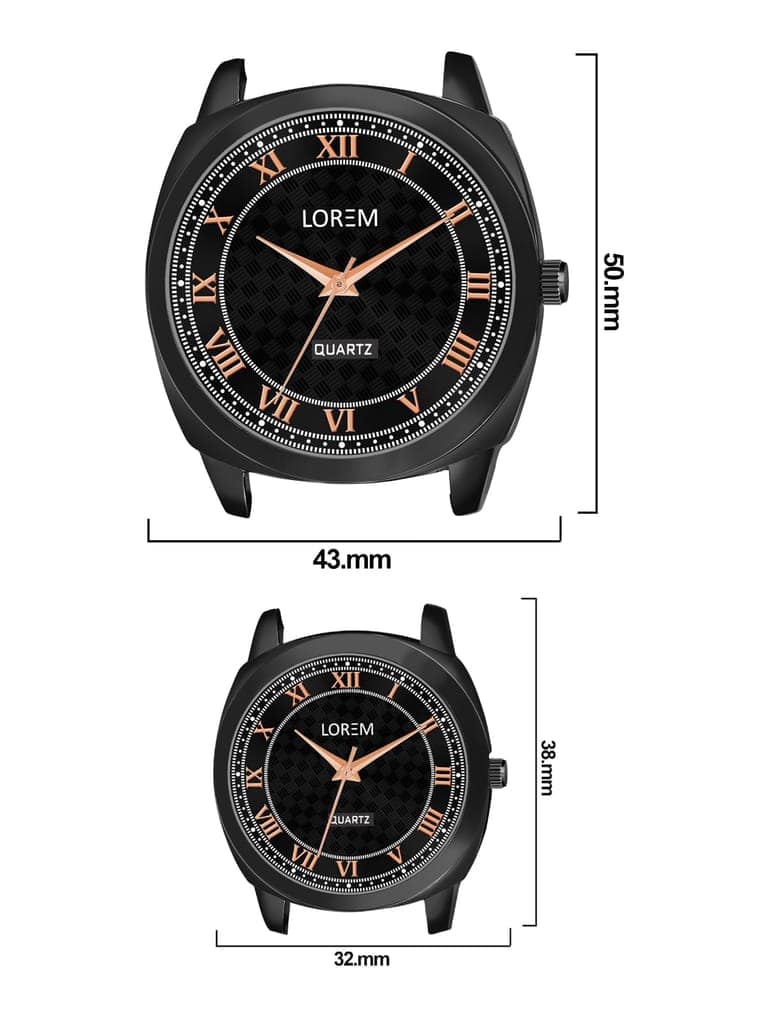 LOREM Cubic Designer Print Analog Watch Set for Couples-UF view 4