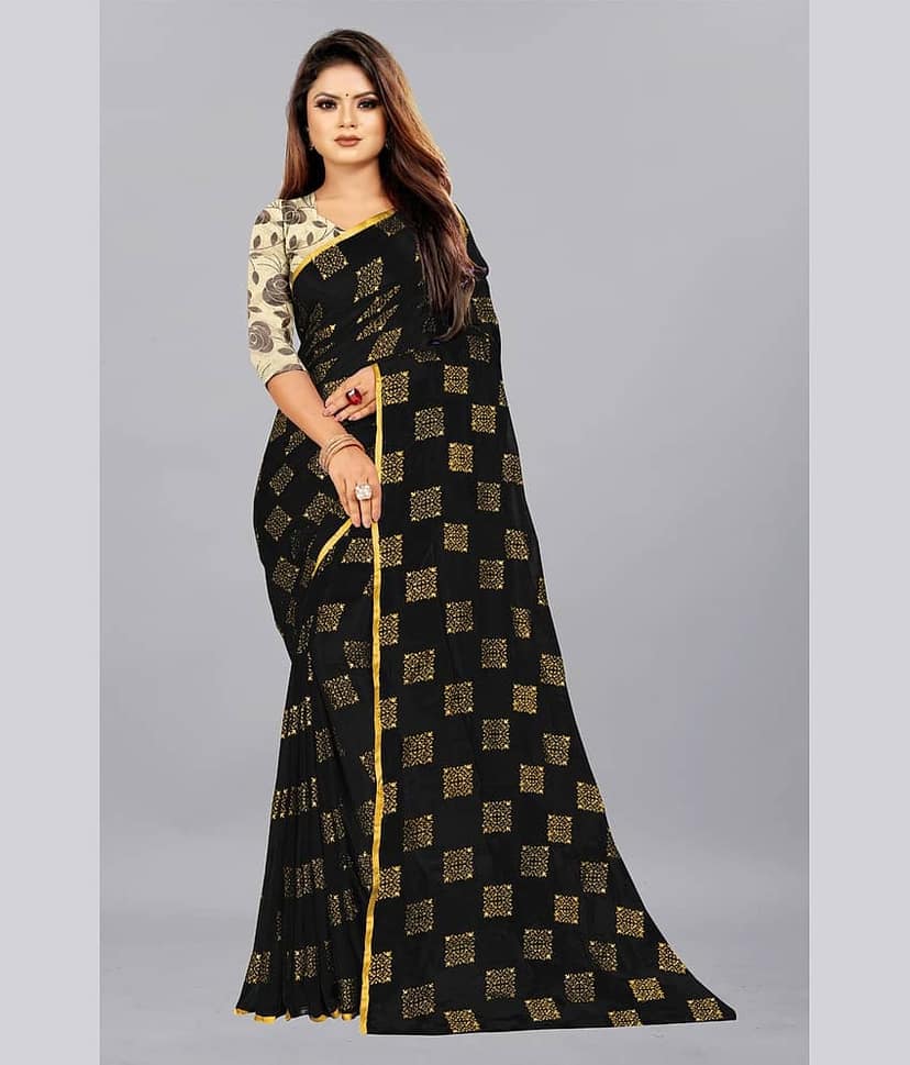 Rhey Chiffon Embellished Saree With Unstitched Blouse Piece ( Pink )