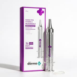 The Derma Co 50000 PPM Vitamin C Microneedle Face Serum Shot | 5x Higher Penetration | For Dull Skin | Boost Collagen & Makes Skin Glow | For Brightening & Radiant Skin | Non Sticky | Glutathione, Panthenol & Hyaluronic - 10g The Derma Co 50000 PPM Vitam