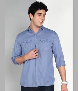 Kuons Avenue 100% Cotton Regular Fit Solids Full Sleeves Men's Casual Shirt - Blue ( Pack of 1 )