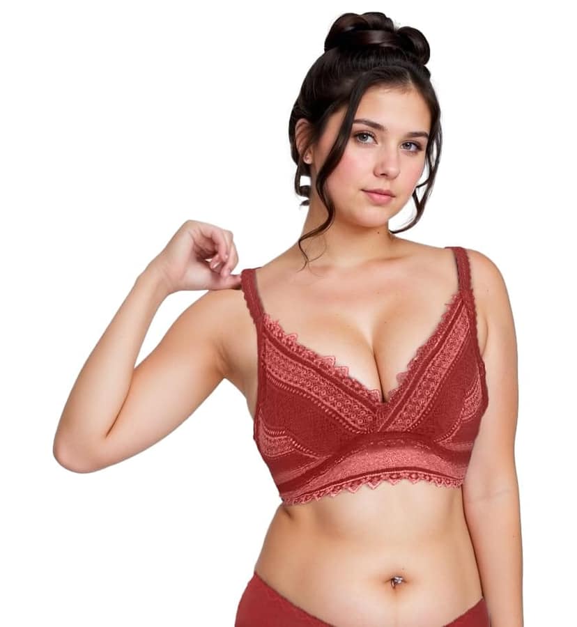 Pack of 2 Women's Lightly Padded Wirefree Bras with Bandana Print – Blue & Orange Combo view 2