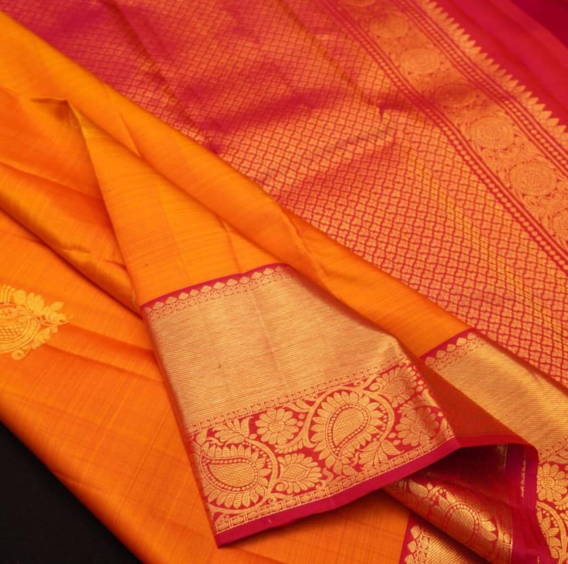 Mustard Yellow Traditional Kanchipuram Silk Saree view 3
