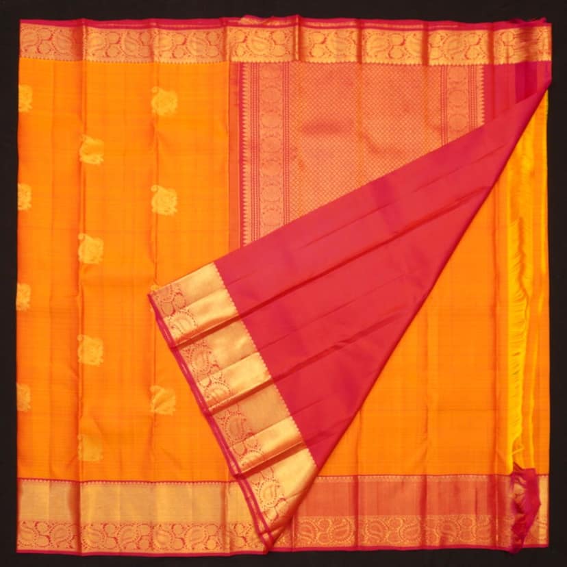 Mustard Yellow Traditional Kanchipuram Silk Saree view 6