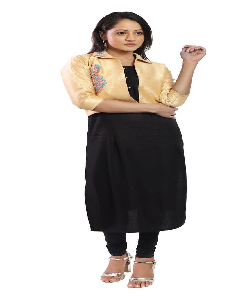 Gold Pure Raw Silk Women's Jacket view 2
