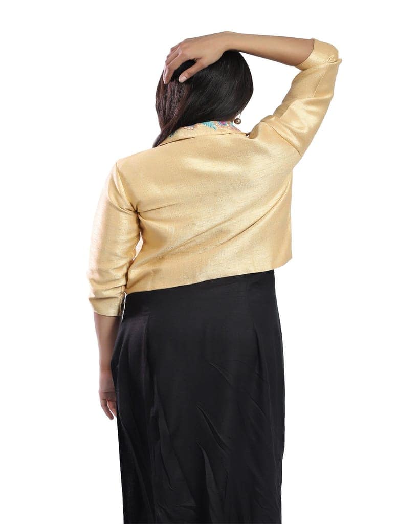 Gold Pure Raw Silk Women's Jacket view 4