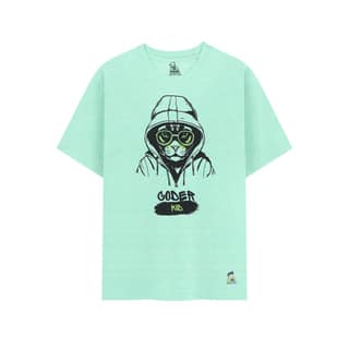 KUCHU Kids’ Unisex T-Shirt “Coder Cat” Digital Print | Soft Cotton-Modal Blend, Breathable, Comfortable & Stylish Casual Wear for Boys & Girls