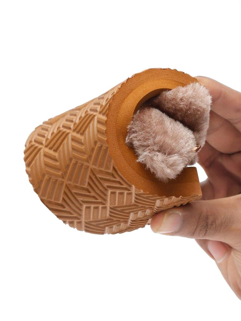 ONYC SuperComfy Brown Fur Sliders for Girls view 7
